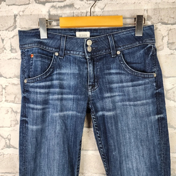 Hudson Boot Cut Dark Wash Jeans Back Flap Pocket Size 28 Made in USA - Picture 4 of 16